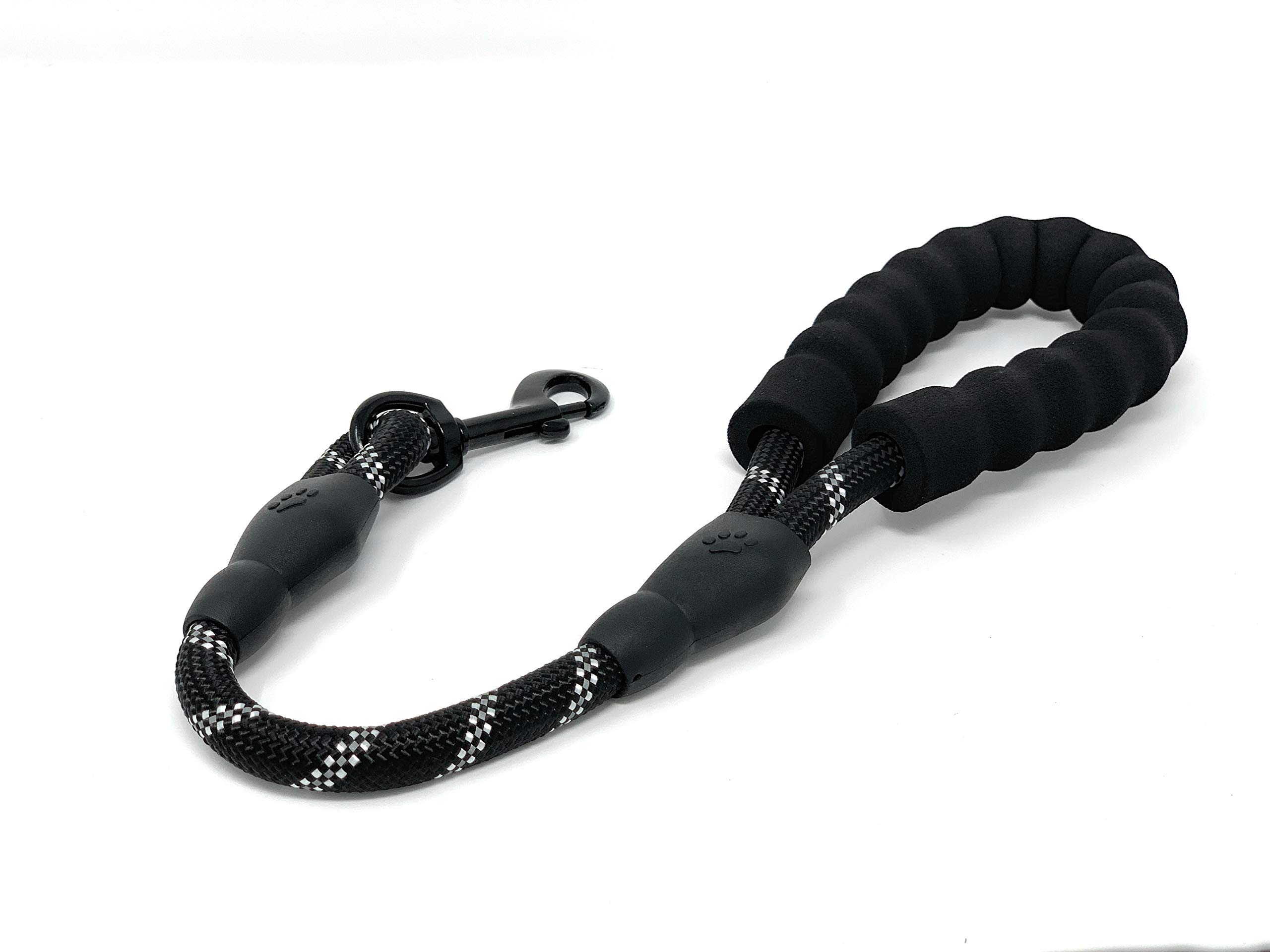 STJ Company Krótka smycz treningowa dla psów l Naucz ich chodzić bez ciągnięcia, L 45 cm lina wspinaczkowa z obrotową metalową zatrzaskową śrubą l Take Your Pup Near Crowds (24, czarna)