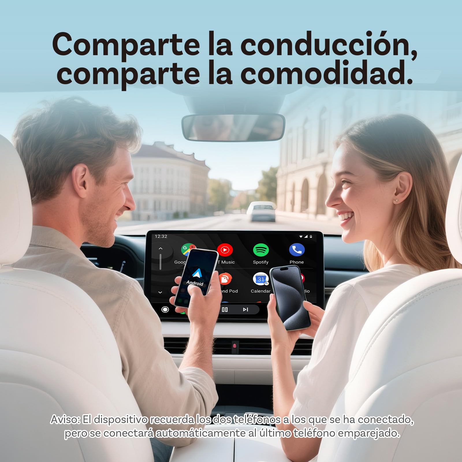 2026 Mejorado OTTOCAST Mini Slim(Edición USB-C), 2 en 1 inalámbrico adaptador de CarPlay y Android Auto para iOS 10+ y Android 11+, compatible multiusuario, convierte de cableado a inalámbrico (Negro)