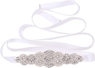 Tendaisy Cinturón de novia para mujer con diamantes de imitación para boda con cuentas de cristal, perlas para vestidos y ...