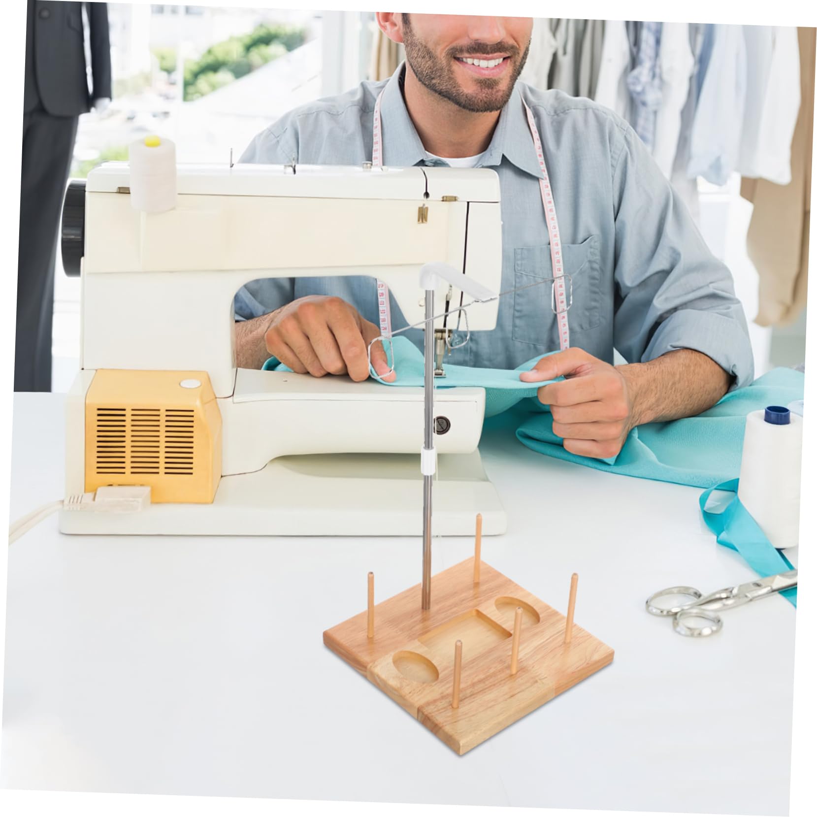 Homoyoyo Supporto per Rocchetto in Legno Porta Rocchetto da Cucito Supporto Porta Filo per Rocchetti Organizer per Filo da Ricamo per Bobina Compatibile Macchine da Cucire Domestiche