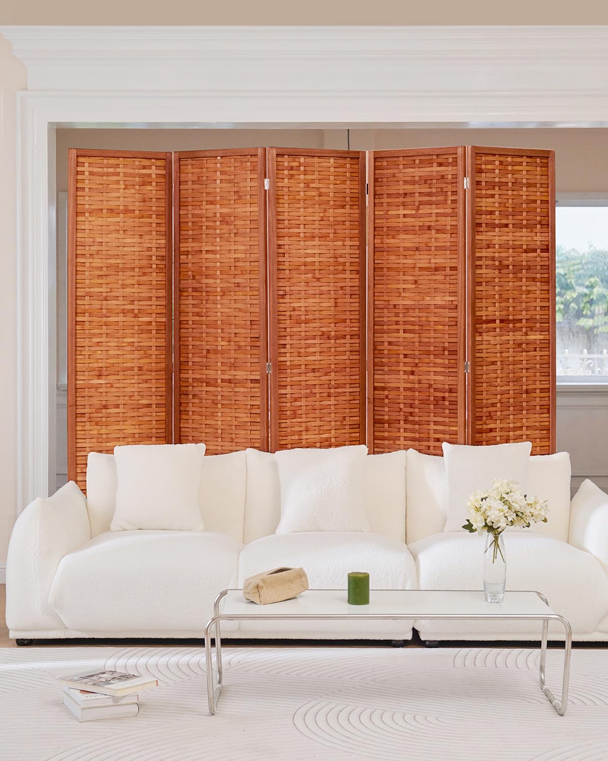 Amazon.com: JOSTYLE Bamboo Room Divider, 5-Panel Folding Privacy