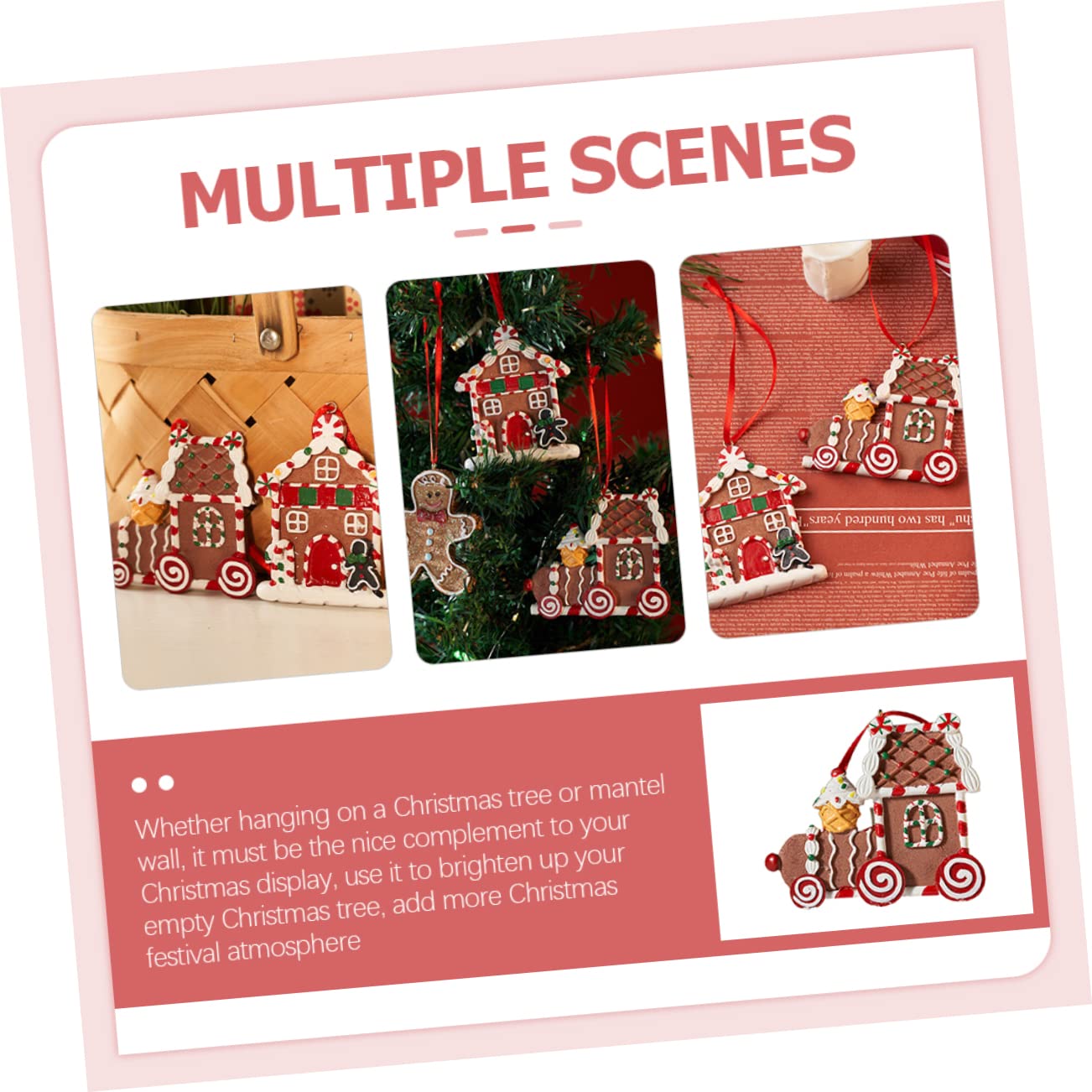 PRETYZOOM 4 Piezas Adornos navideños de Pan de Jengibre Casitas navideñas Christmas Tree Decoraciones navideñas de Interior Kit de casa de Pan de Jengibre decoración Decoraciones de Navidad