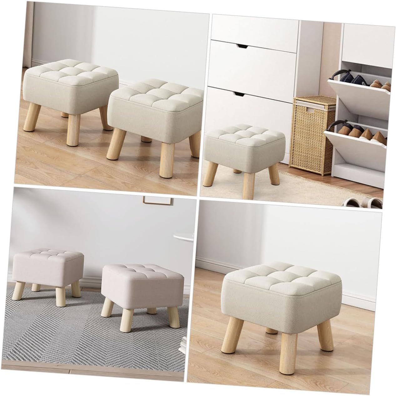 Boys and Girls Cloth Foot Stool Non-Slip Design Portable Padded Low Stool for Home Use Soft Fabric for Toddlers in Bathroom or Living Room