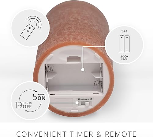 Miniatura 4 de Luminara Vela sin llama de cristal marino, Adobe de 3 x 6.5 pulgadas, pilar de llama LED móvil con temporizador, funciona con pilas, cera real,