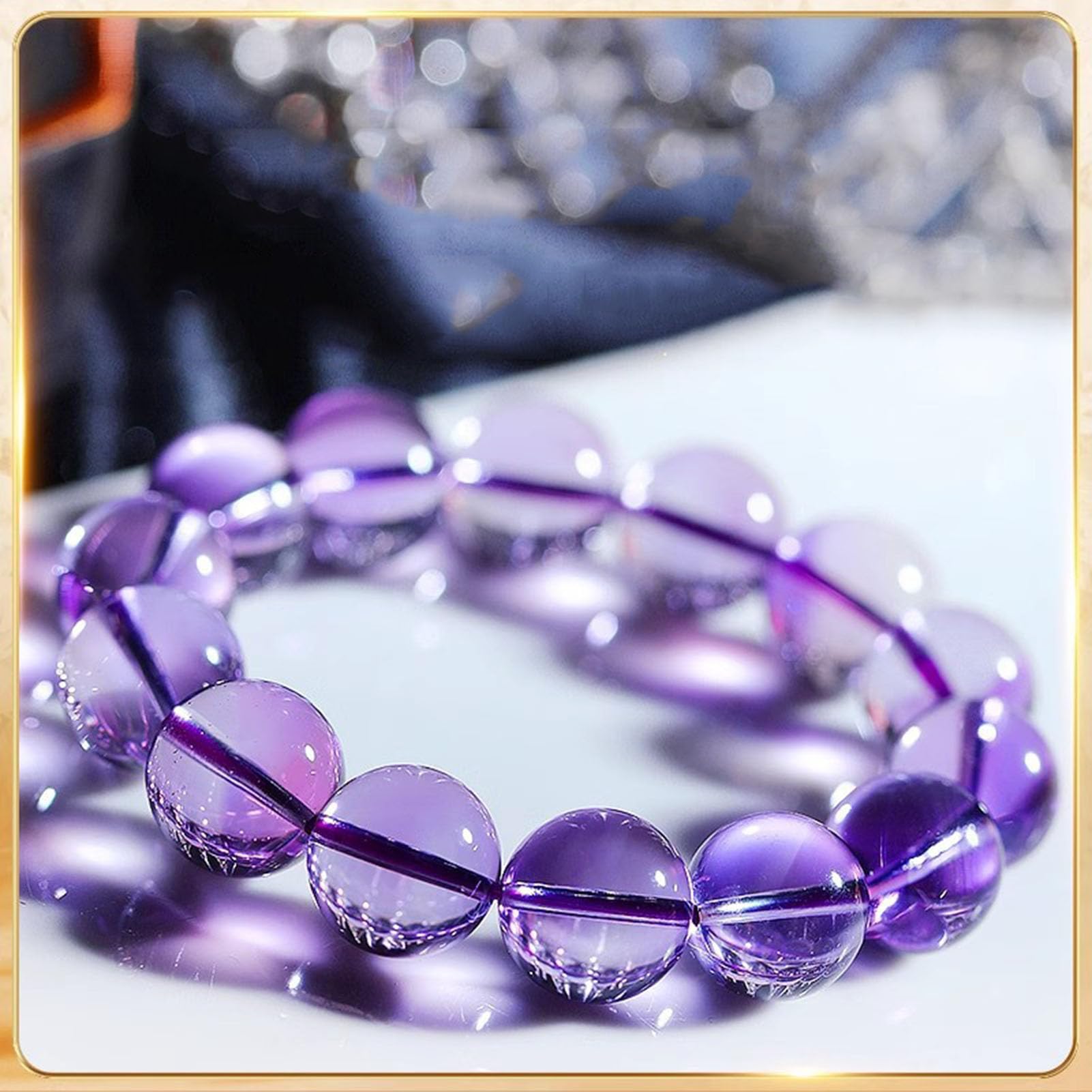 Bracciale con perline pietre preziose naturali per donna, bracciale rotondo | Braccialetti unisex in cristallo naturale per meditazione, yoga, guarigione spirituale ed energia positiva