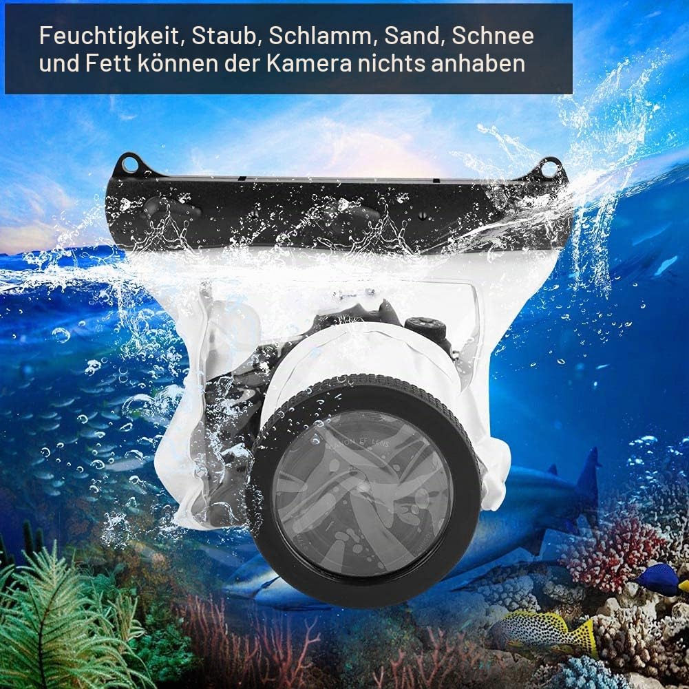 Unterwasserkameragehäuse, Wasserdichtes DSLR-Gehäuse bis zu 20M zum Tauchen und Schnorcheln, Universell Passend für die Meisten DSLR-Kameras (Weiß)