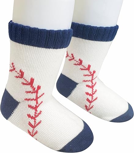 Miniatura 2 de BAICAIYU Calcetines de béisbol para el primer cumpleaños para bebé, 2 piezas, calcetines para recién nacidos, tubo mediano, lindo traje de béisbol