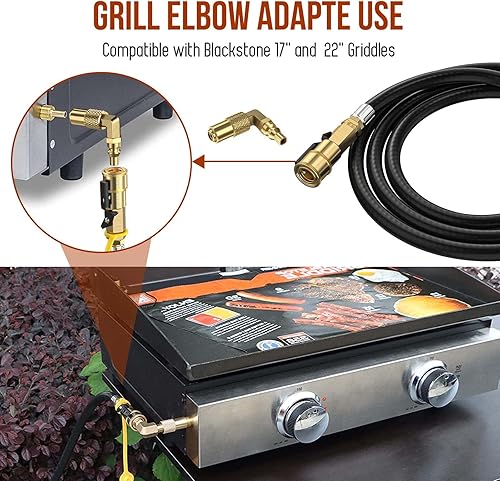 Miniatura 5 de Alloxity Manguera de propano de conexión rápida RV de 7 pies con válvula de cierre de seguridad de 14 pulgadas y enchufe macho de flujo completo de