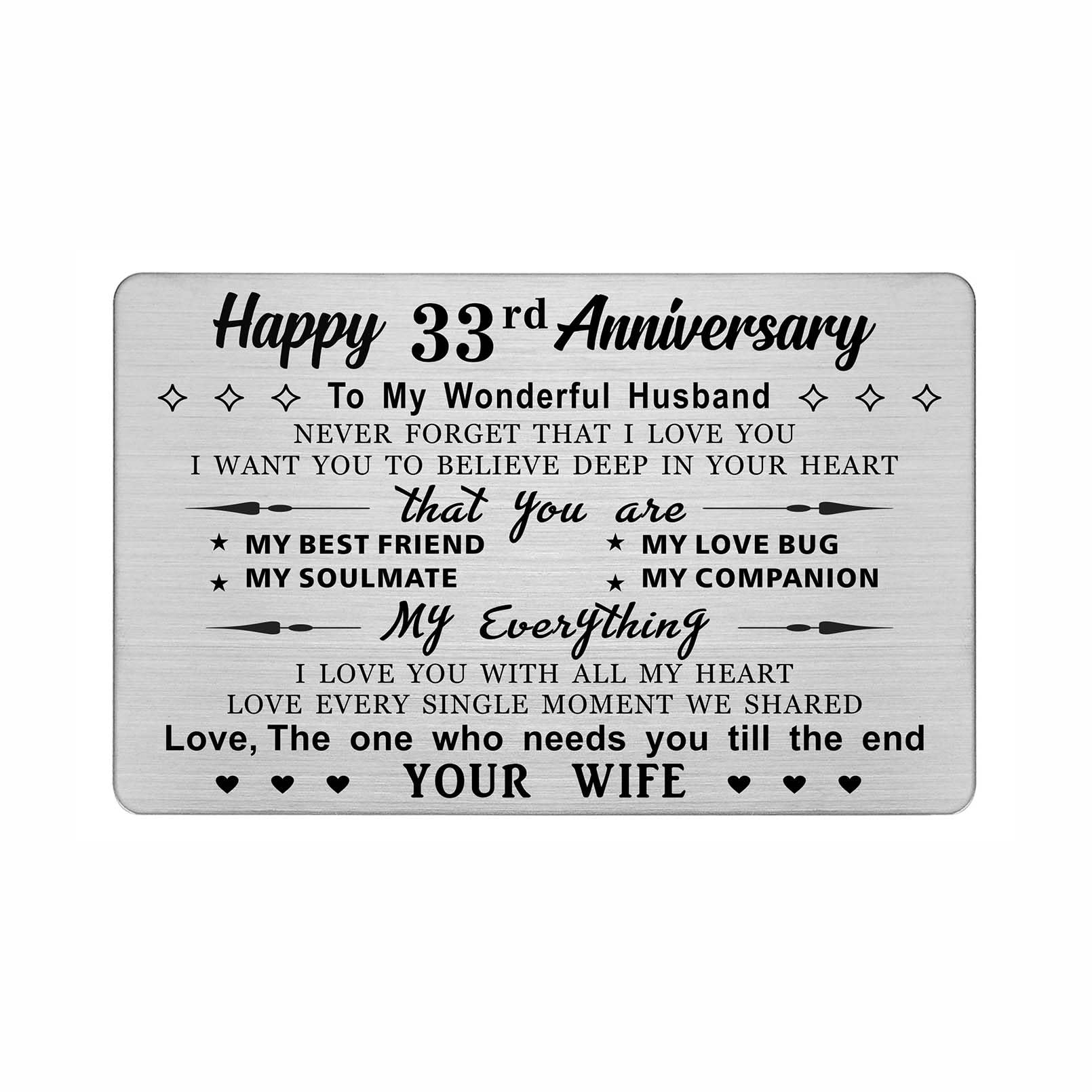 DEGASKEN 33rd Anniversary Card Husband Him, I Love You With All My Heart, 33 Year Wedding Gifts Metal Keepsake Gifts for Men — image 1