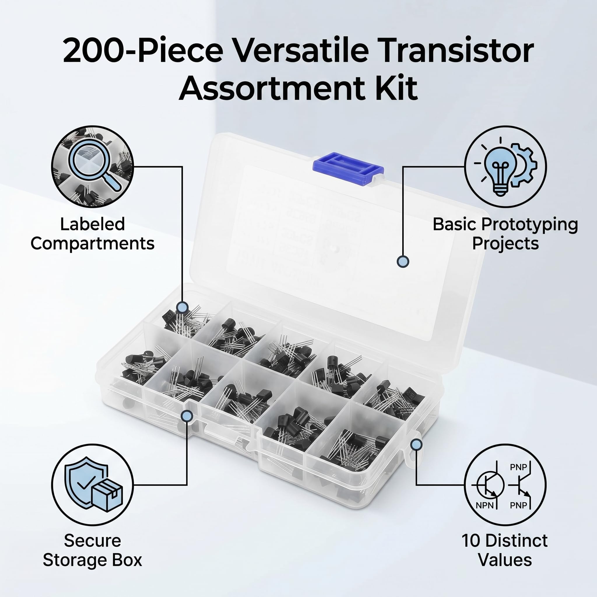 Transistor NPN, transistor 200 pz TO-92 Transistor NPN BC327-BC558 Kit fai-da-te per professionisti elettronici o appassionati