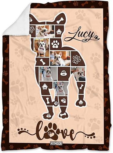Miniatura 1 de Manta de fotos personalizada para perros, manta grande y linda de Frenchie, manta Sherpa de Bulldog Francés, regalos para mujeres, amantes de las