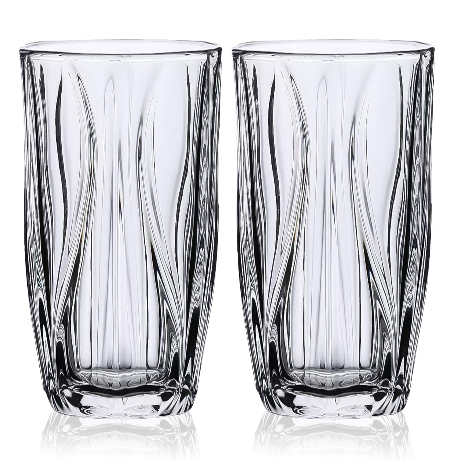 14oz Heavy-Duty Highball Glasses Set of 4 - Chip-Resistant Rim Zero Condensation Mom-Tested Dishwasher Safe for Daily Roasts