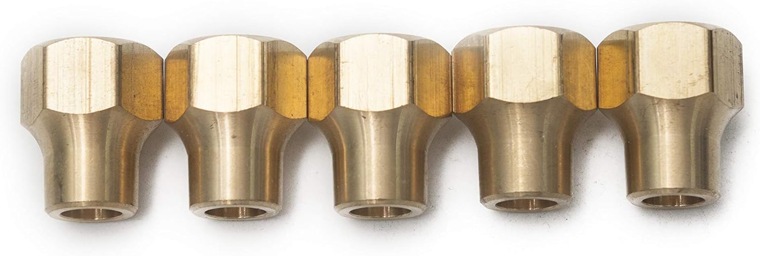 LTWFITTING Brass 3/8" OD 45 Degree Flare Long Forged Nut,Flare Tube Fitting(Pack of 5)