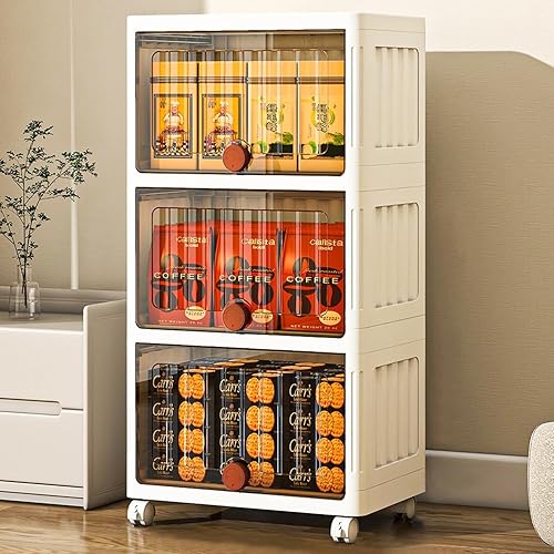 Organizadores y almacenamiento de armario, cajones de almacenamiento de plástico de 3 niveles de 38 galones, armarios de almacenamiento de cocina