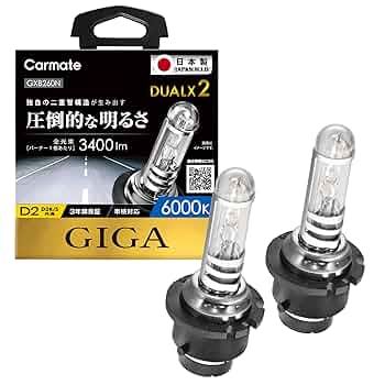 カーメイト DUALX2 D2R/S共通6000K HIDバルブgxb260n GXB260N GIGA 純正交換HID DUALX2 D2R/D2S共通 6000K 3400LM