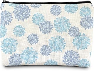 Bolsa de maquillaje floral de hortensias azul...