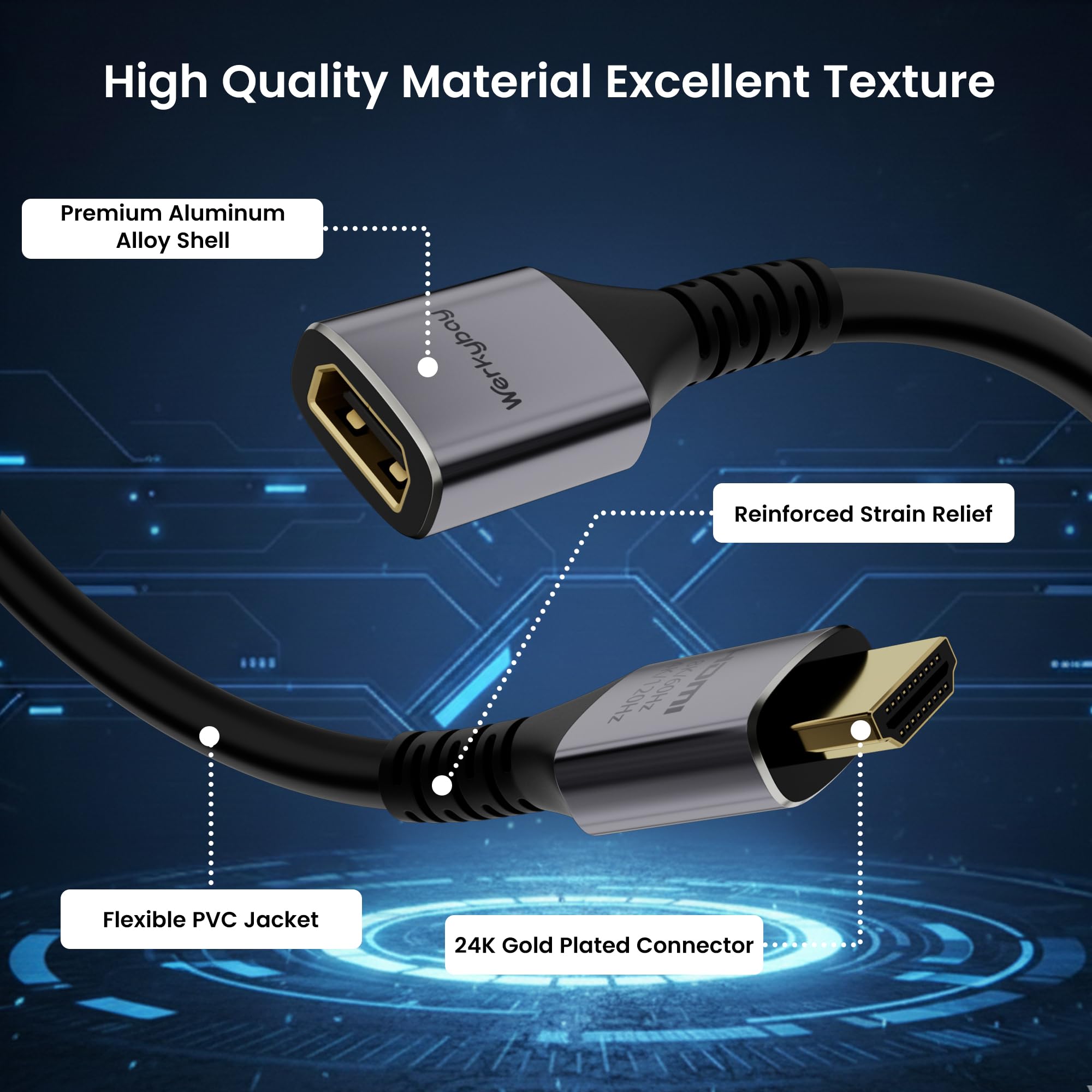 5m Przewód przedłużający 8K HDMI 2.1, adapter męski na żeński, 8K@60Hz/4K@120Hz, 48Gbps, UHD eARC, HDCP2.3, HDR10+ 3D, odpowiedni do tunerów TV, telewizorów HDTV, PS5/PS4, Xbox itp.