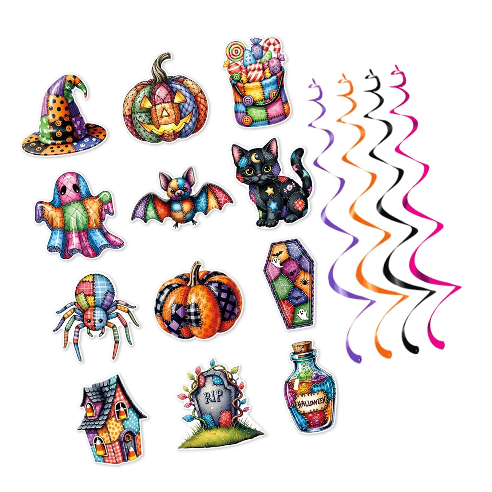 Elnwnnkc 12PCS Halloween Paper Rotating Hanging Decor Easy Setup for Ceiling Doorway Celebration Supplies Classroom Halloween Decor
