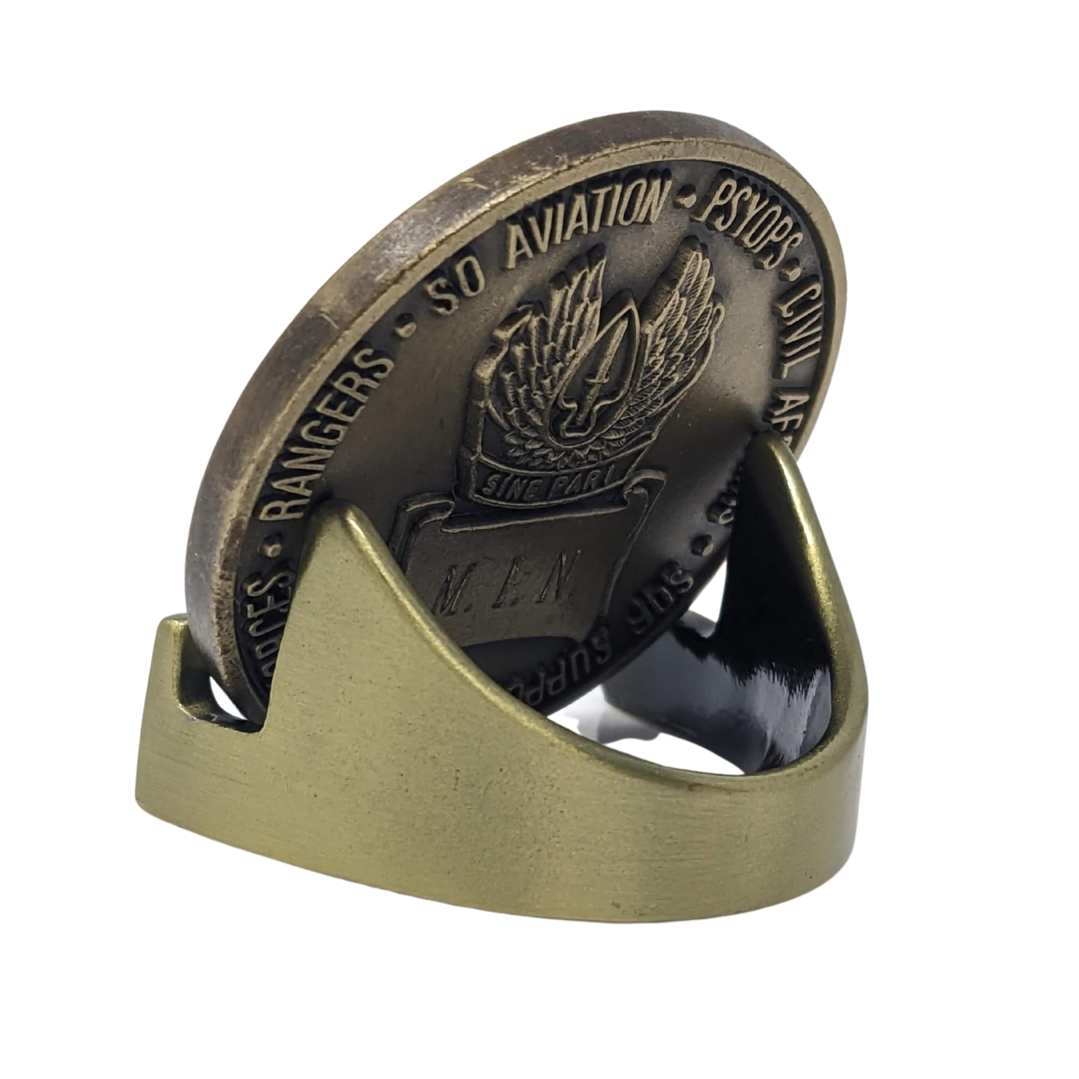 Military Challenge Coin Display Stand - Solid Metal with Anodized Finish - US Vet. Business (Antique)