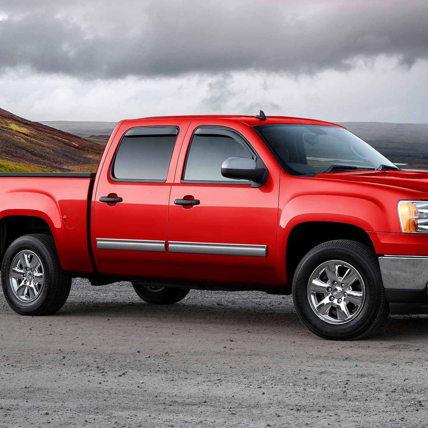 Voron Glass in-Channel Extra Durable Rain Guards for Trucks GMC Sierra 2007-2013 Crew Cab, Window Deflectors, Vent Window Visors, 4 Pieces - 220002v