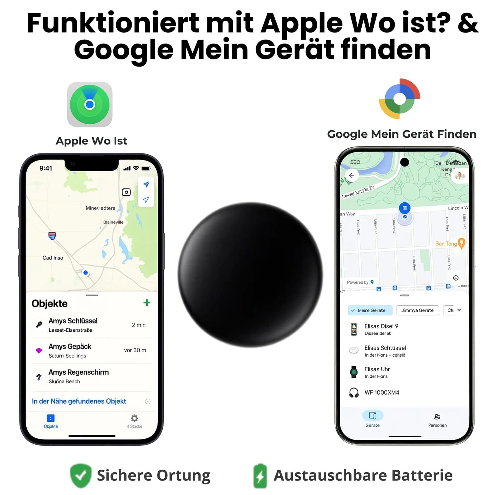 Anytrcak Pro Magnet-Tracker für Auto, Gepäck und Geldbörse – Kompatibel mit der Find My App von Apple/Android (2-Pack(Android System))