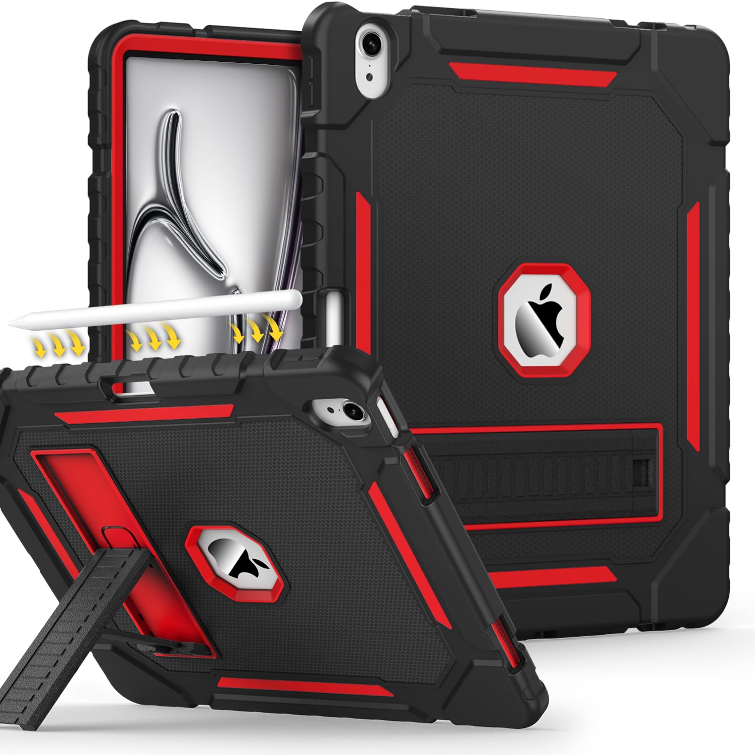 Grifobes Case for iPad Air 13-inch (M3/M2) 2025/2024, Heavy Duty Shockproof Rugged Protective Cover with Pencil Holder/Built-in Stand for i Pad Air 13