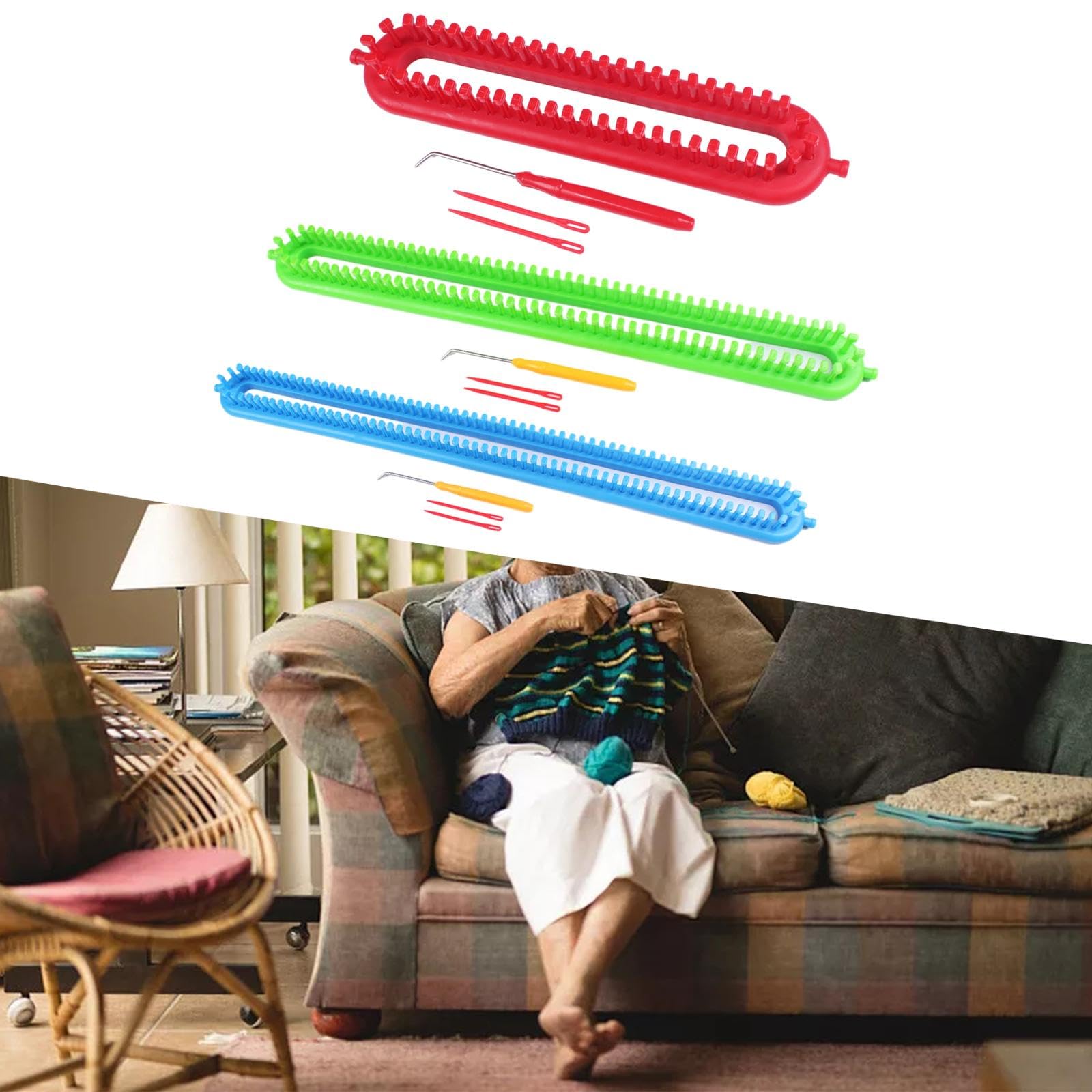 SAZ DEKOR Scarf Loom Crocheting Handmade DIY Craft Knitting Tool for Scarf Blanket Hat 26cm-image-47