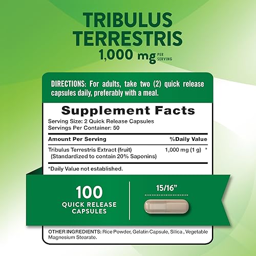 Miniatura 2 de Nature's Truth Tribulus Terrestris para hombres | 1000 mg | Cápsulas | Suplemento sin OMG y sin gluten