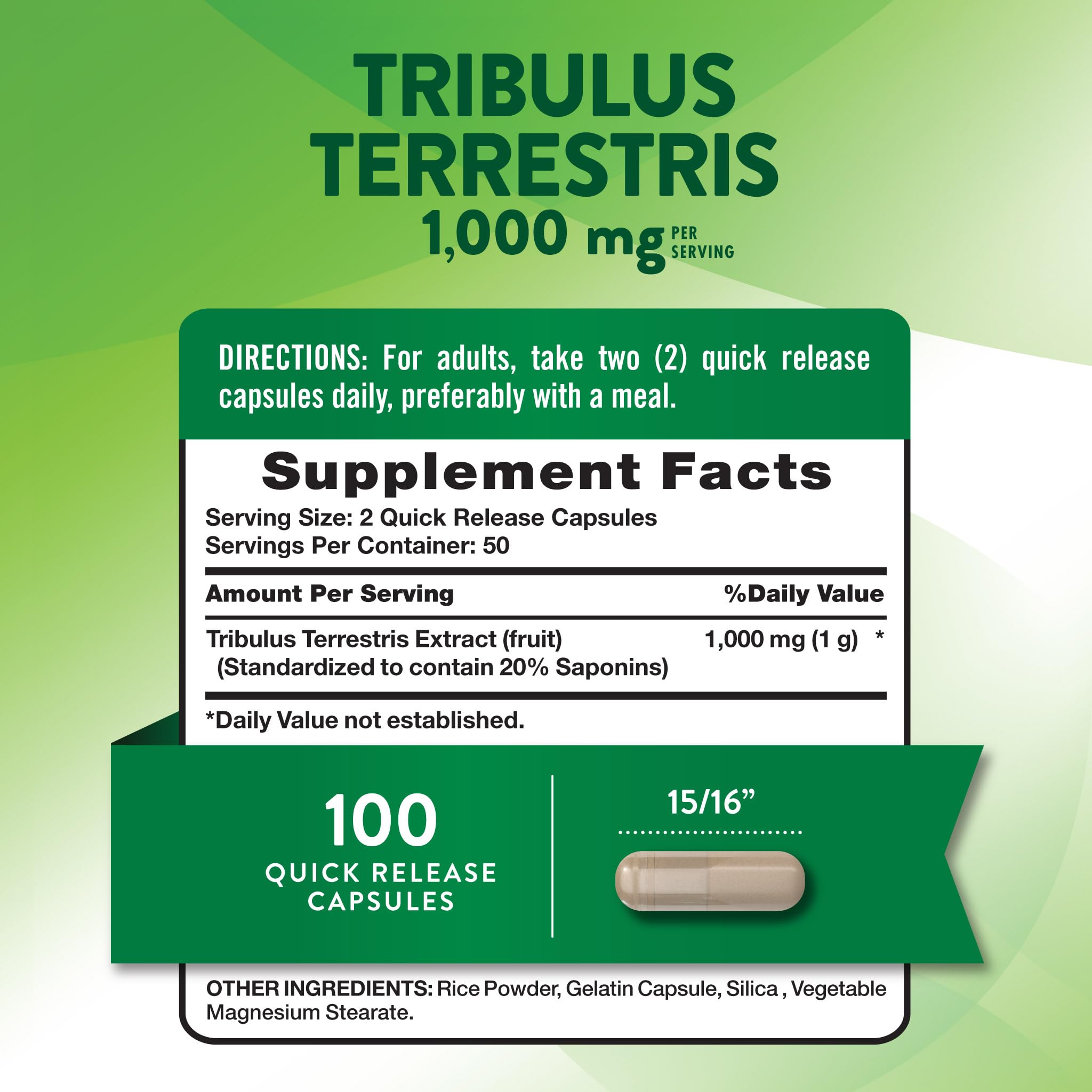 Nature's Truth Tribulus Terrestris for Men | 1000mg | 100 Capsules — Amazon image 2