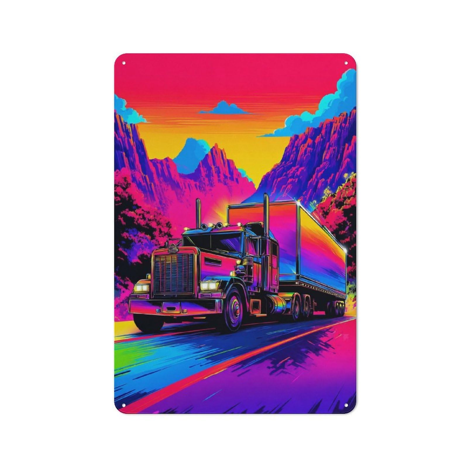Junmoney Vivid Road Trip Artwork Metal Sign 30X20cm With For Hallway Wall, Retro Decor, Autumn Home Decor For Collectors Of Metal Signs