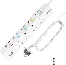 10M Extension Lead with Switches, 4 Way Extension Lead with 3 USB Ports (2 USB-A&1 USB C), Child Safety Protection Power Strip UK Plug Extension Socket 10 Meters Power Cord for Home Office
