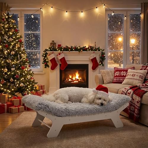 Muihood Elevated Wooden Dog Bed