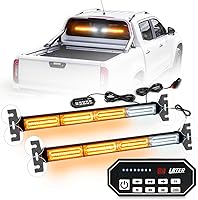 Vista 10 de Barra de luces estroboscópicas de advertencia intermitentes de emergencia de 2 x 17.7 pulgadas con controlador de pantalla digital, 20 patrones