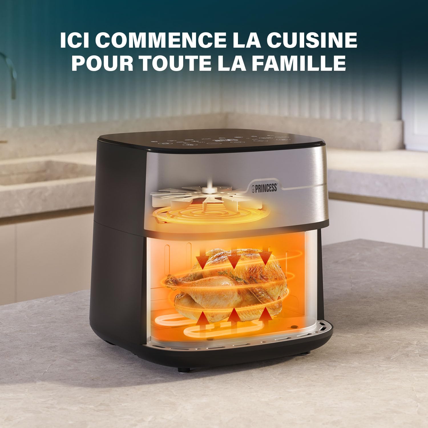 Princess Dual Heat Airfryer 8L XXL, Friteuse à air chaud avec Double élément Chauffant pour une Cuisson plus Rapide et des Résultats Croustillants, 15-en-1, sans BPA ni PFAS, 2000 W, 182280