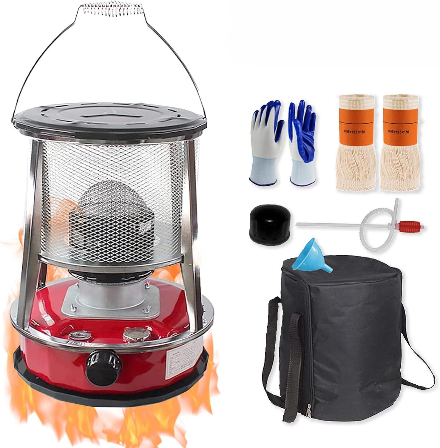 Portable Kerosene Heater Stove,9000 BTU/H Indoor Kerosene Heater Height Adjustable Oil Heaters Non Electric for Home Indoor Outdoor Camping Deck,4.6L,360° Surround Heatin