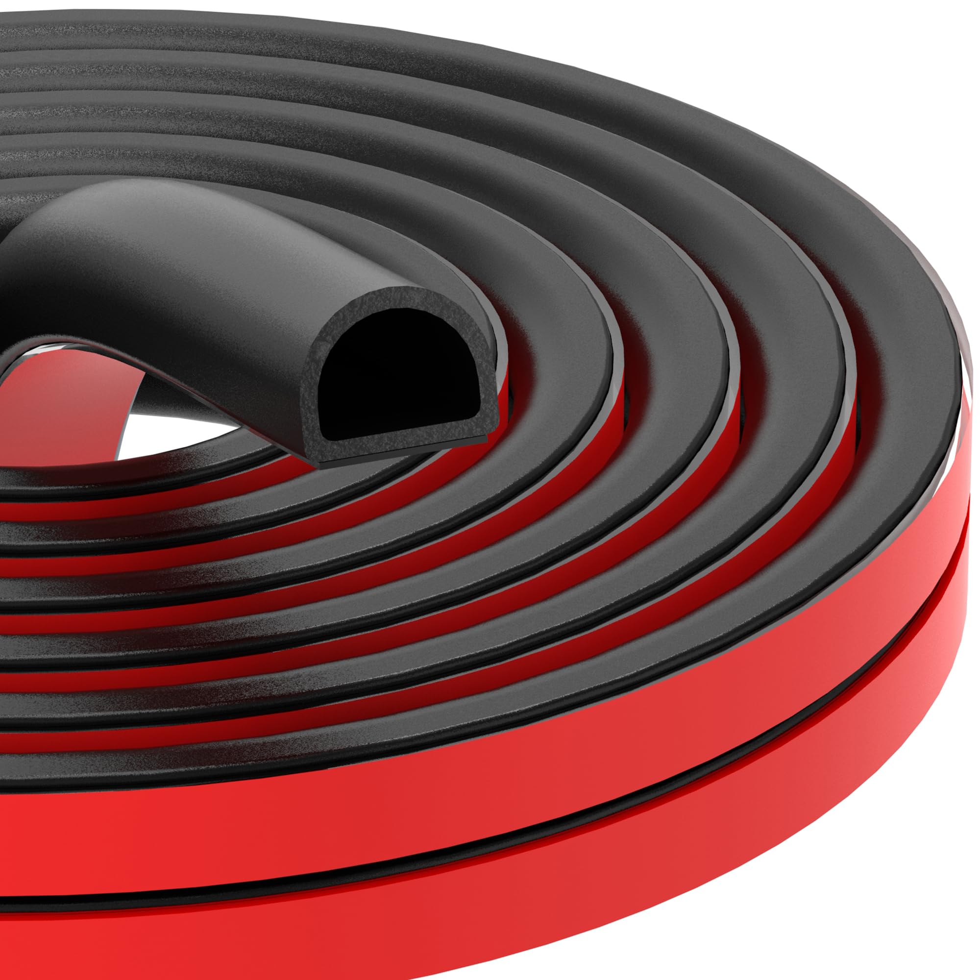 CHUANJI Rubber Weather Stripping D Shape Door Weather Strip Self Adhesive EPDM Rubber Seal Strip for Door and Window, RV, Boat, Car, Truck, Marine (L(19Wx15H) 4M)