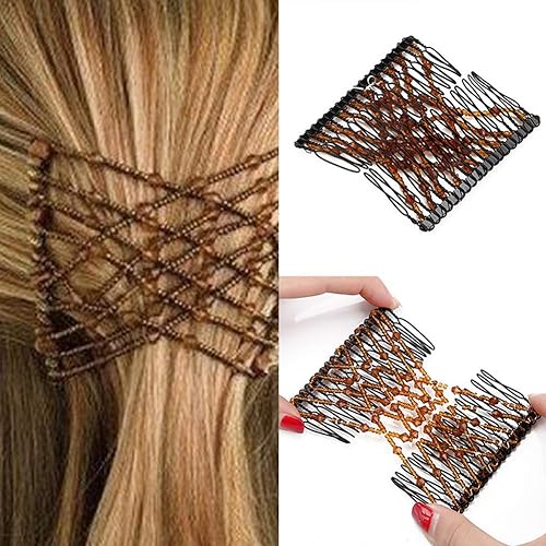 Miniatura 5 de 3 peines para el cabello con cuentas, clips y horquillas con doble tobogán (negro, blanco, café)