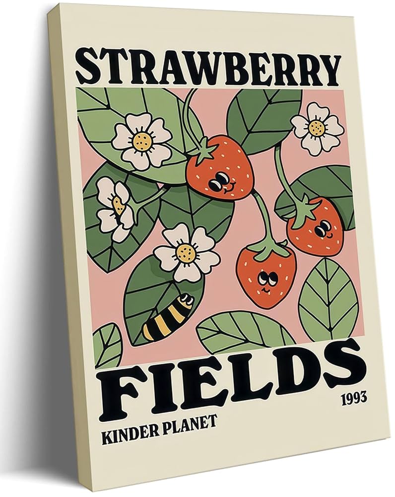 Amazon.com: SVRXART Strawberry Fields Wall Art Framed，Cute