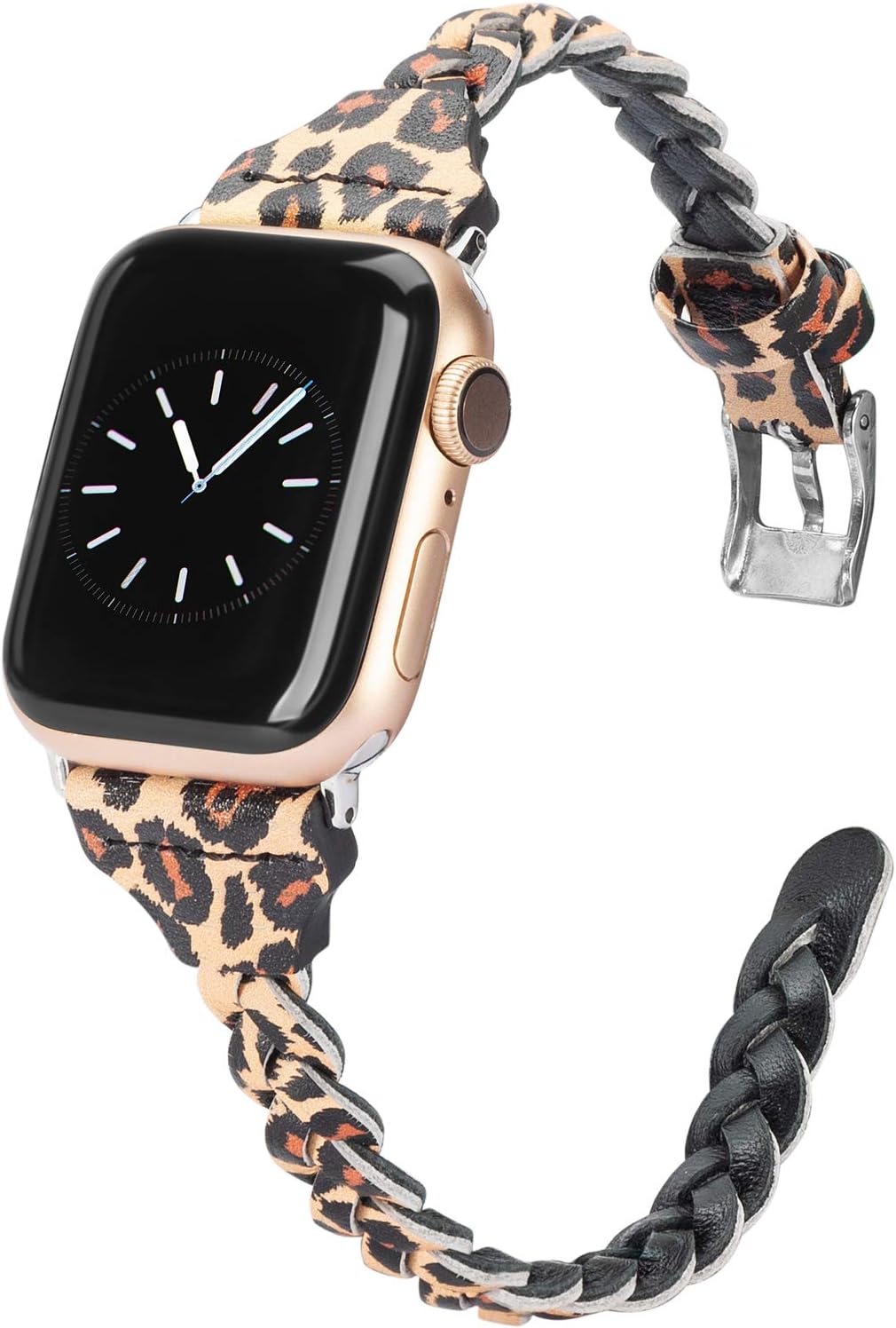 Wearlizer Leather Band Compatible with Apple Watch Band 38mm iWatch Bands 40mm Plait Style Slim Leather Replacement Wrist Band for Apple Watch SE Series 6 5 4 3 2 1