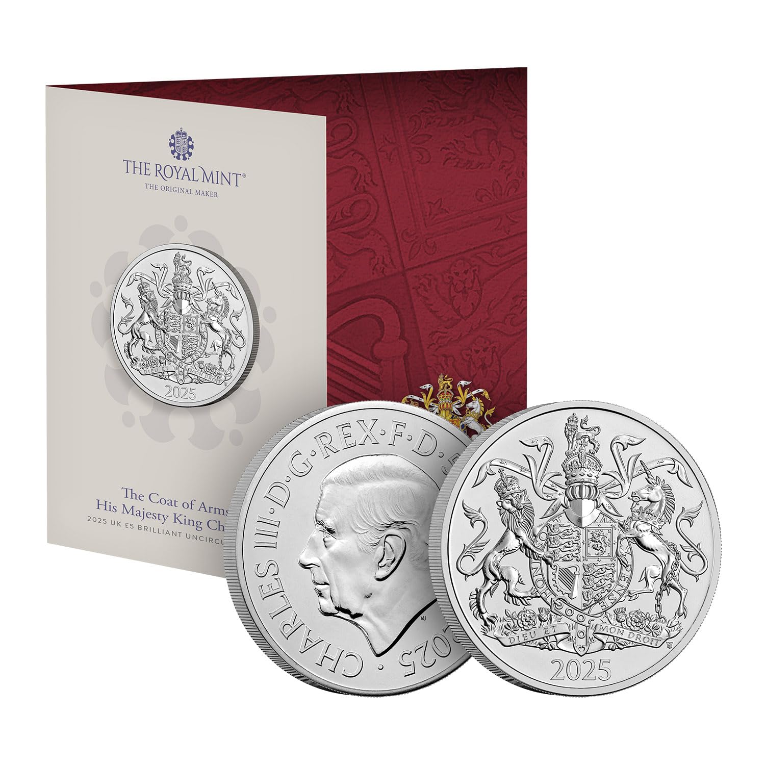 Royal Mint The Coat of Arms of His Majesty King Charles III UK 2025 BU £5 Coin, Silver, 38.61 mm - Image 2