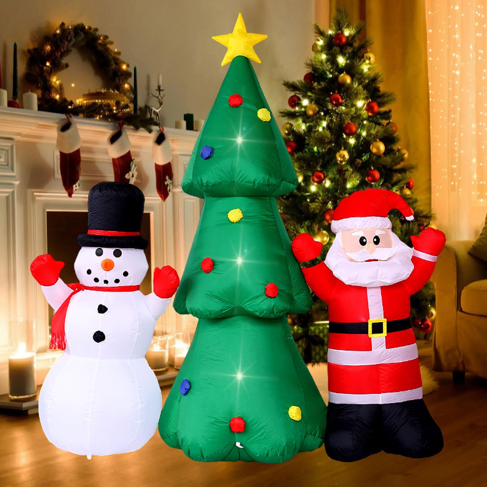 Inflable de Papá Noel para Exteriores 220cm Árbol de Navidad Hinchable