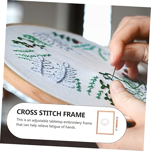 Miniatura 4 de EXCEART Equipo robusto portátil elegante del bordado del soporte del marco de la puntada de cruz del marco de la costura de madera