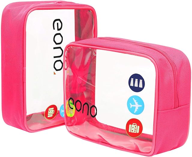 Eono Clear Toiletry Bag Waterproof Toiletry Travel Bag Clear PVC Zippered Cosmetic Bag Cosmetic Makeup Bag Clear Wash Bag Toiletry Organizer Makeup Bag for Travel Bathroom Men and Women