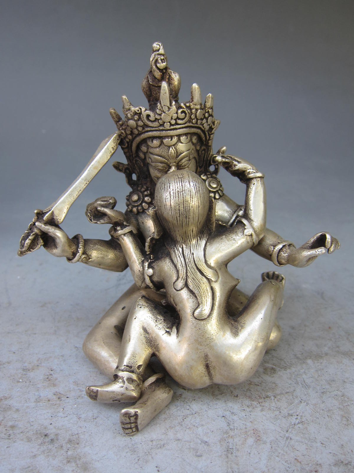 YUNHAO Escultura erótica de plata del budismo tibetano - Escultura sexual para amantes o parejas que tienen sexo