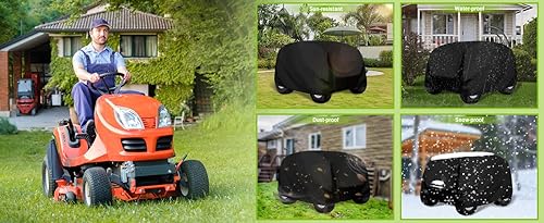 Miniatura 8 de HCFGS Cubierta de cortacésped para montar, cubierta impermeable para tractor para cubiertas de hasta 54 pulgadas, poliéster Oxford 420D resistente,