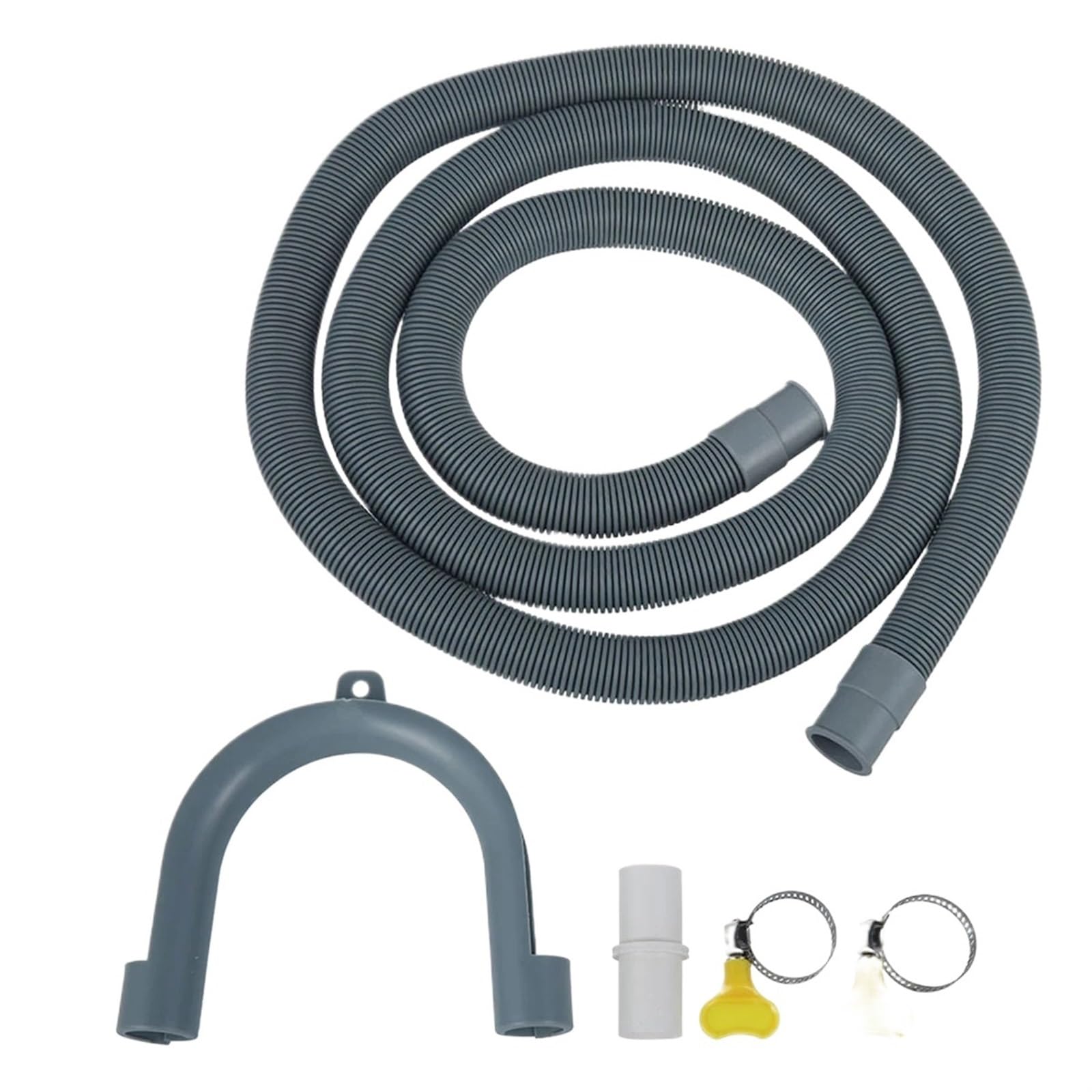 Rrypbovg Light Grey Washing Machine Drain Hose 2M Washing Machine Dishwasher Drain Waste Hose Waste Water Outlet Expel Soft Tube Pp Plastic Stretchable Drain Flexible Hose