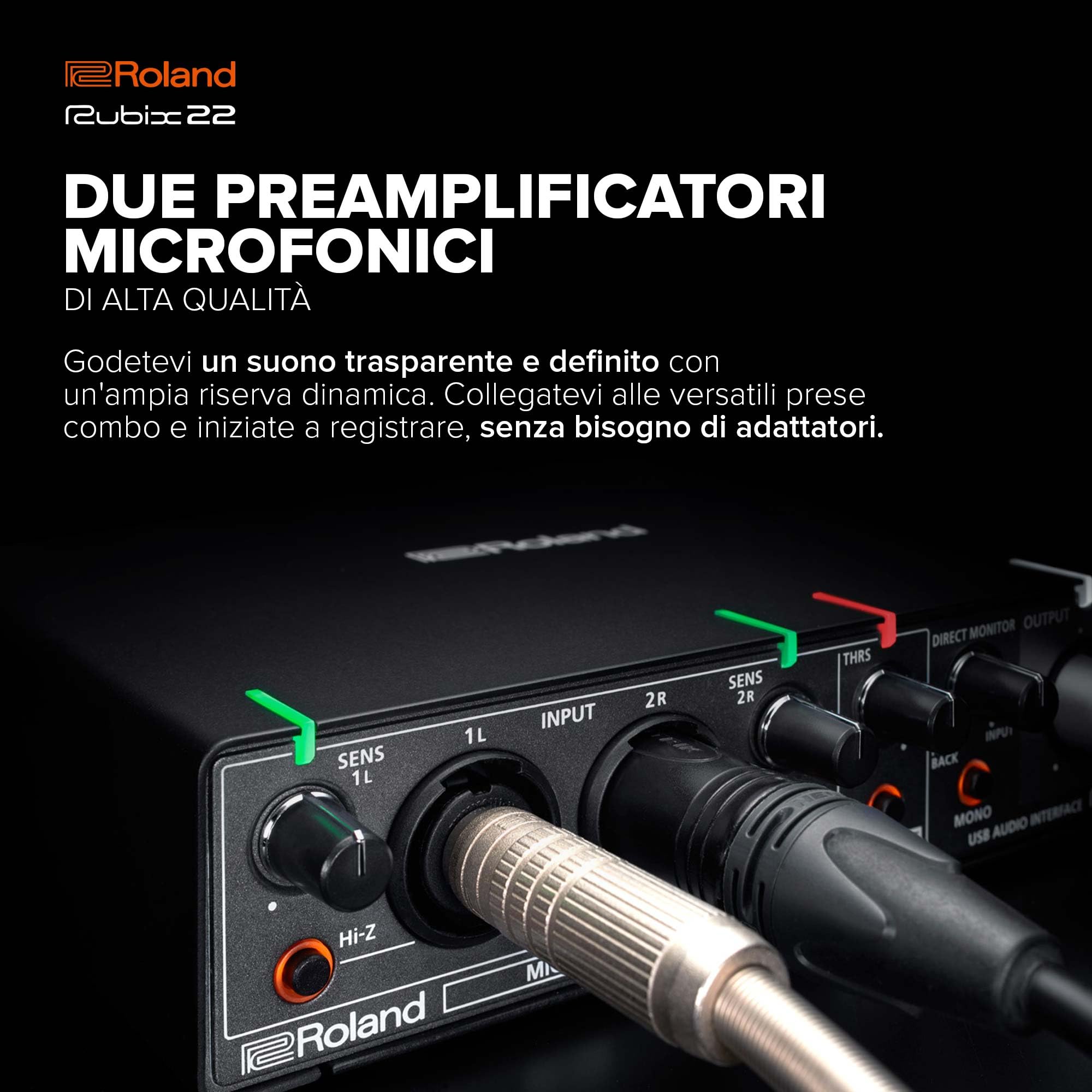 Interfaccia audio USB Roland Rubix22 2-In/2-Out | Audio ad alta risoluzione | Registrate con microfoni, chitarre, tastiere e altro | Costruzione compatta e durevole | Compatibile con Mac, PC e iPad