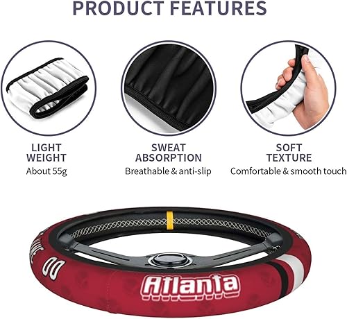 Miniatura 6 de Atlanta - Fundas personalizadas para volante de automóvil, número de nombre personalizado, antideslizante y absorción de sudor, accesorios