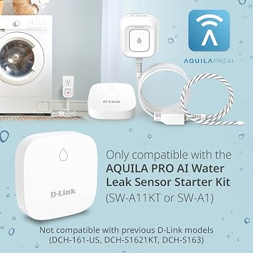 D-Link Add-on Remote Battery-Powered Water Leak Sensing Pod, Long-Range, Compatible Only with SW-A11KT 3-Pack (SW-A2/3)