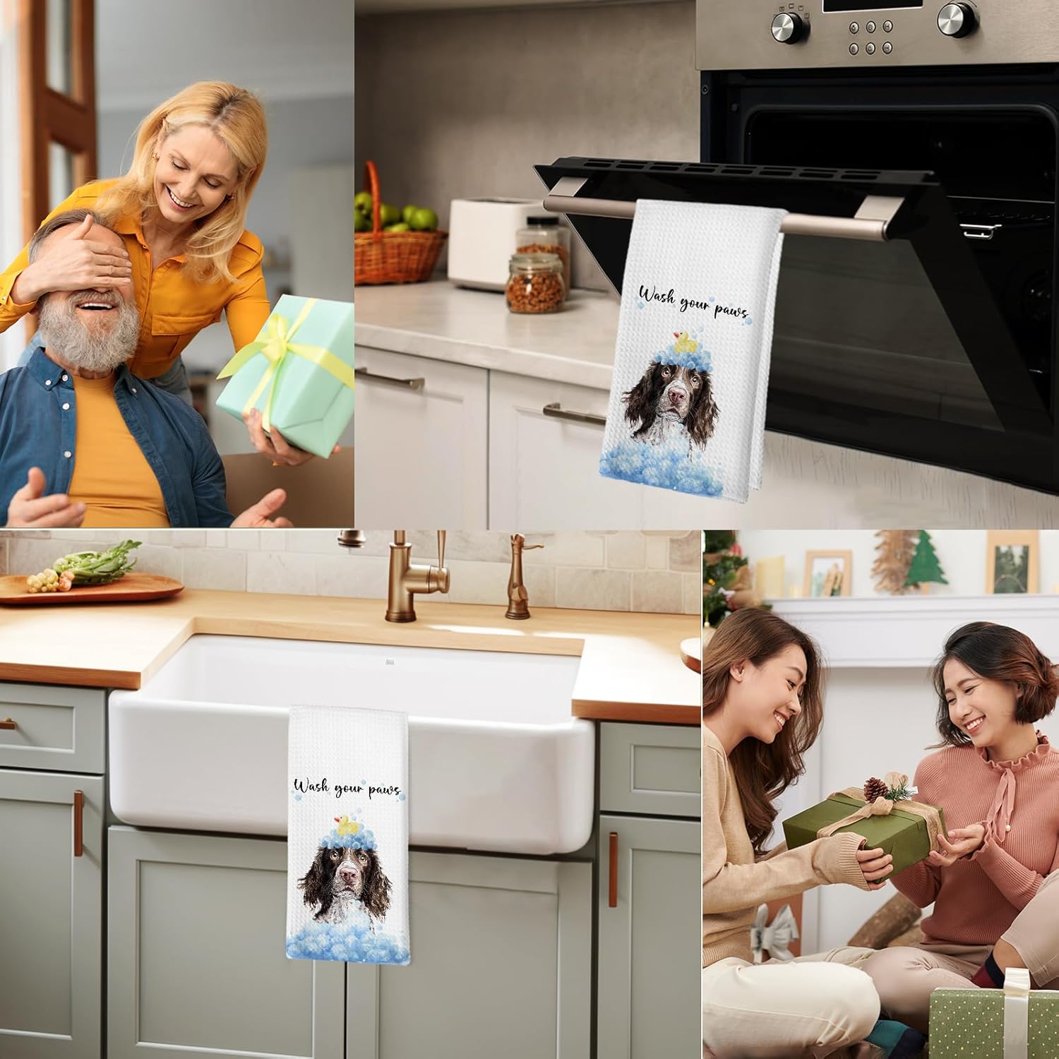 Funny Springer Spaniel Dog Bathroom Hand Towels, English Springer Spaniel Dogs Gifts for Men Women, Dog Decorative Hand Towels for Bathroom Decor, Wash Your Paws Kitchen Dish Towel, 16x24 Inch - Image 6